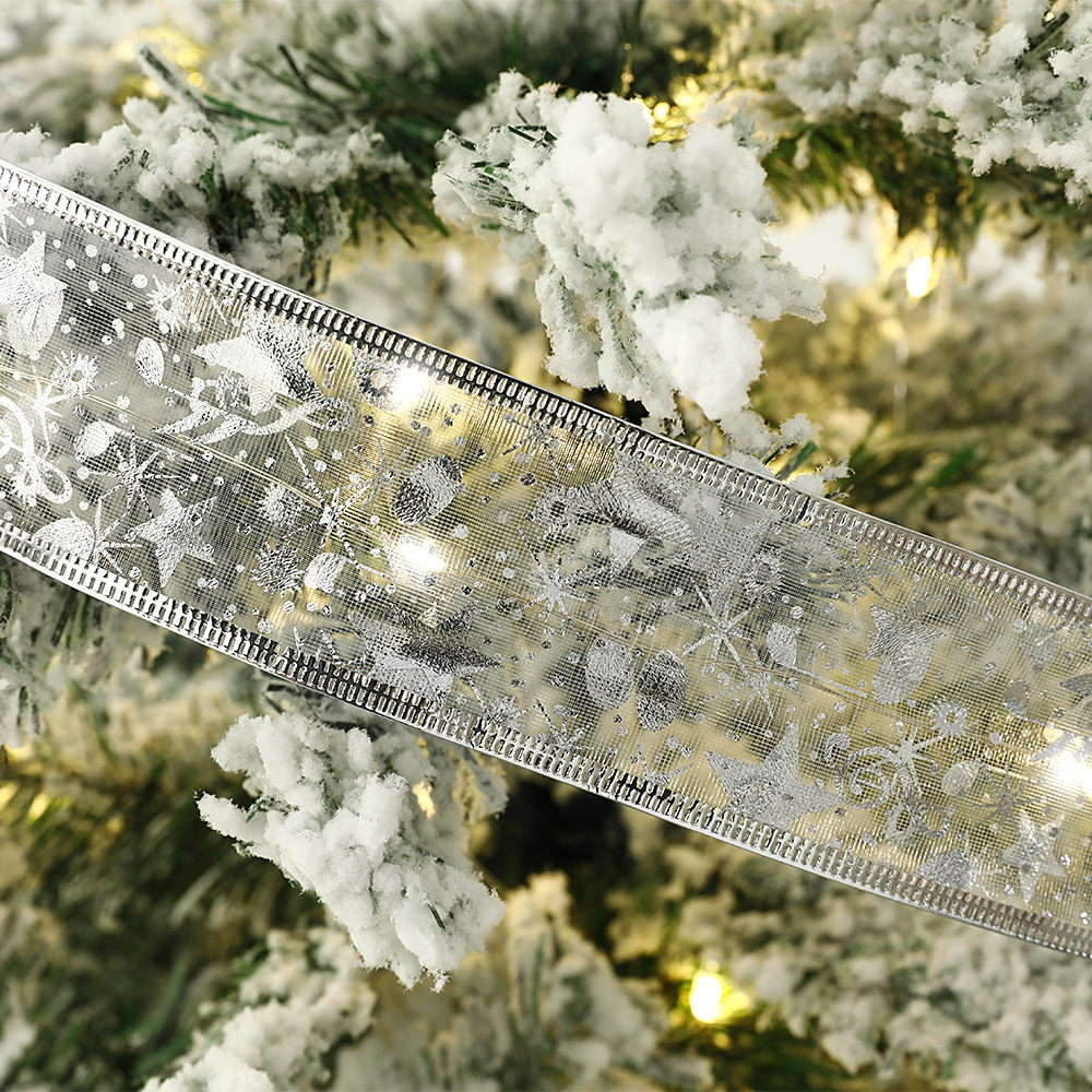 Weihnachtsdekoration 4 m Vergoldung Doppelschichtband Lichter Weihnachtsbeleuchtung mit Weihnachtsbaumanhänger LED-Lichterkette Band_voghion.com