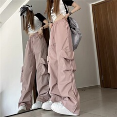 美式复古街头春款速干工装裤男女休闲运动直筒阔腿宽松长裤薄款