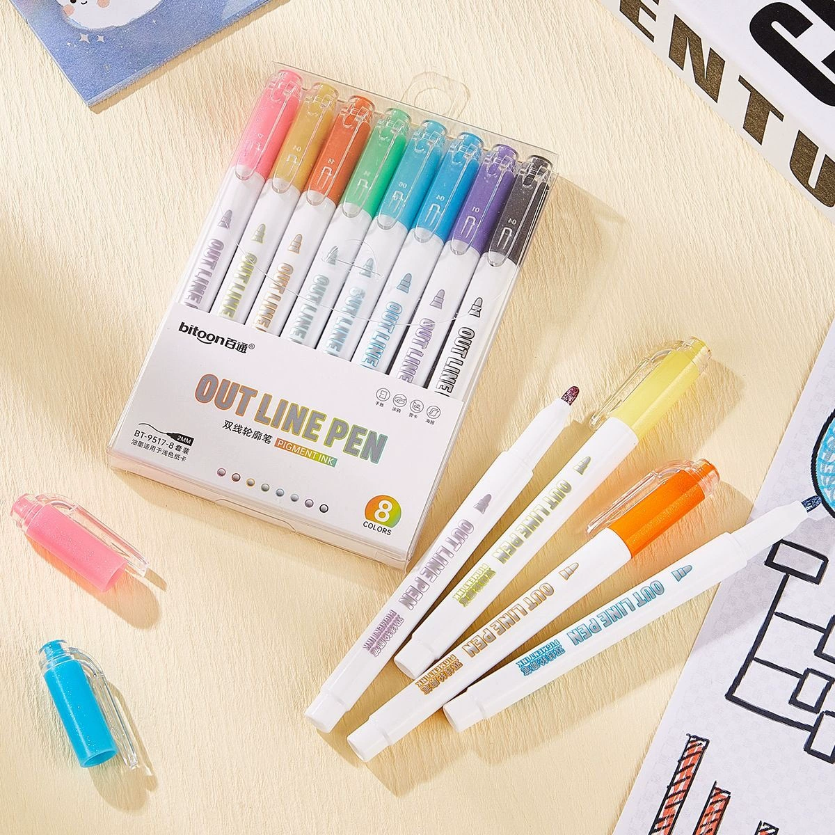Liner, set for students, crayons, Amazon, 8 colors, DIY, Birthday gift