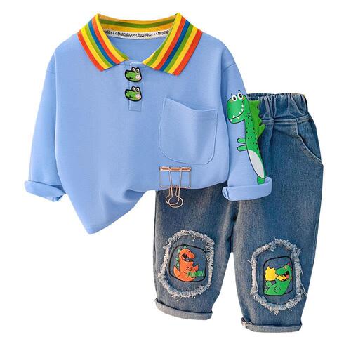 Foreign trade children's clothing, baby clothes, autumn clothes, cute lapel long-sleeved suits, baby boys' trendy one-piece drop-shipping boys' clothes