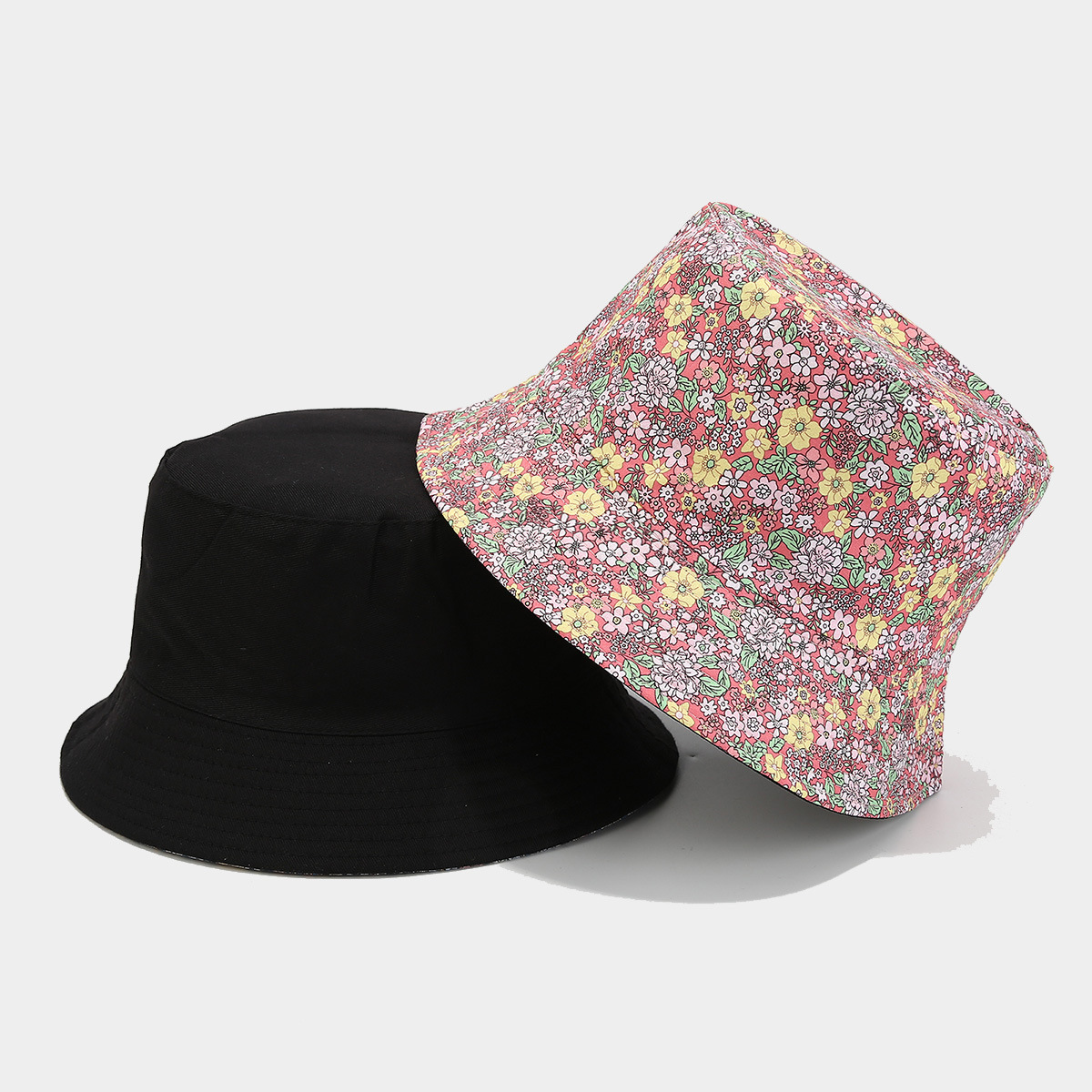 Sombrero de pescador de doble cara de flores cortas de estilo europeo y americano cuatro estaciones pastílico ocio sombrero de bañera sombrero de sol al aire libre sombrero de sol