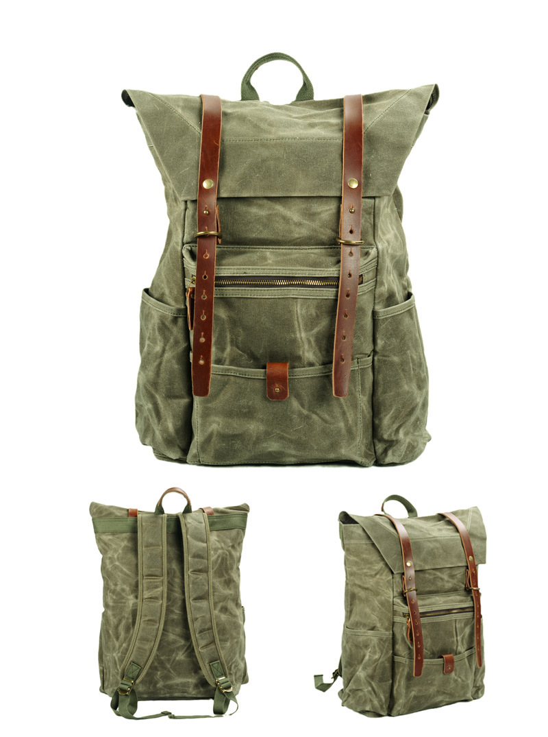 Sports & Entertainment New retro men's canvas backpack outdoor waterproof hiking bag large capacity camping bag_voghion.com