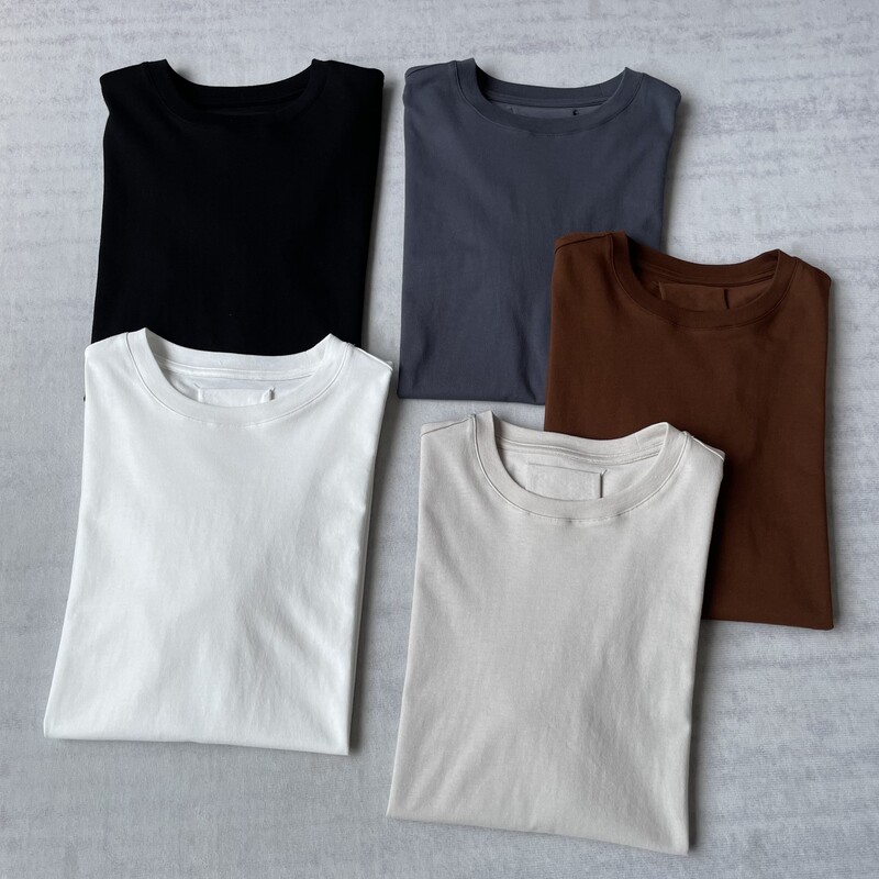 21 100 cotton back collar four-corner embroidery! Women's Round Neck Light Soft Waxy Loose Slimming Pullover Short-sleeved T-shirt