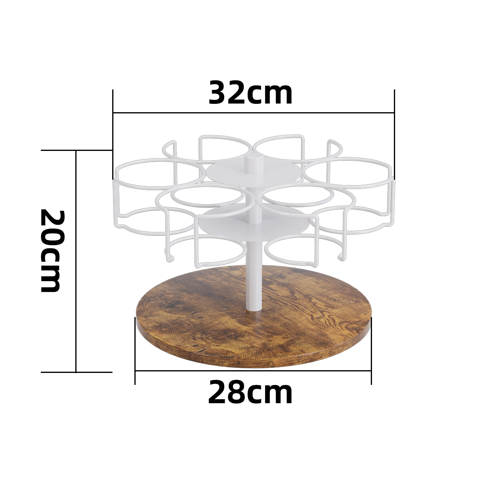 나무판 회전 6컵 모델 화이트 [TY-BJ-06]