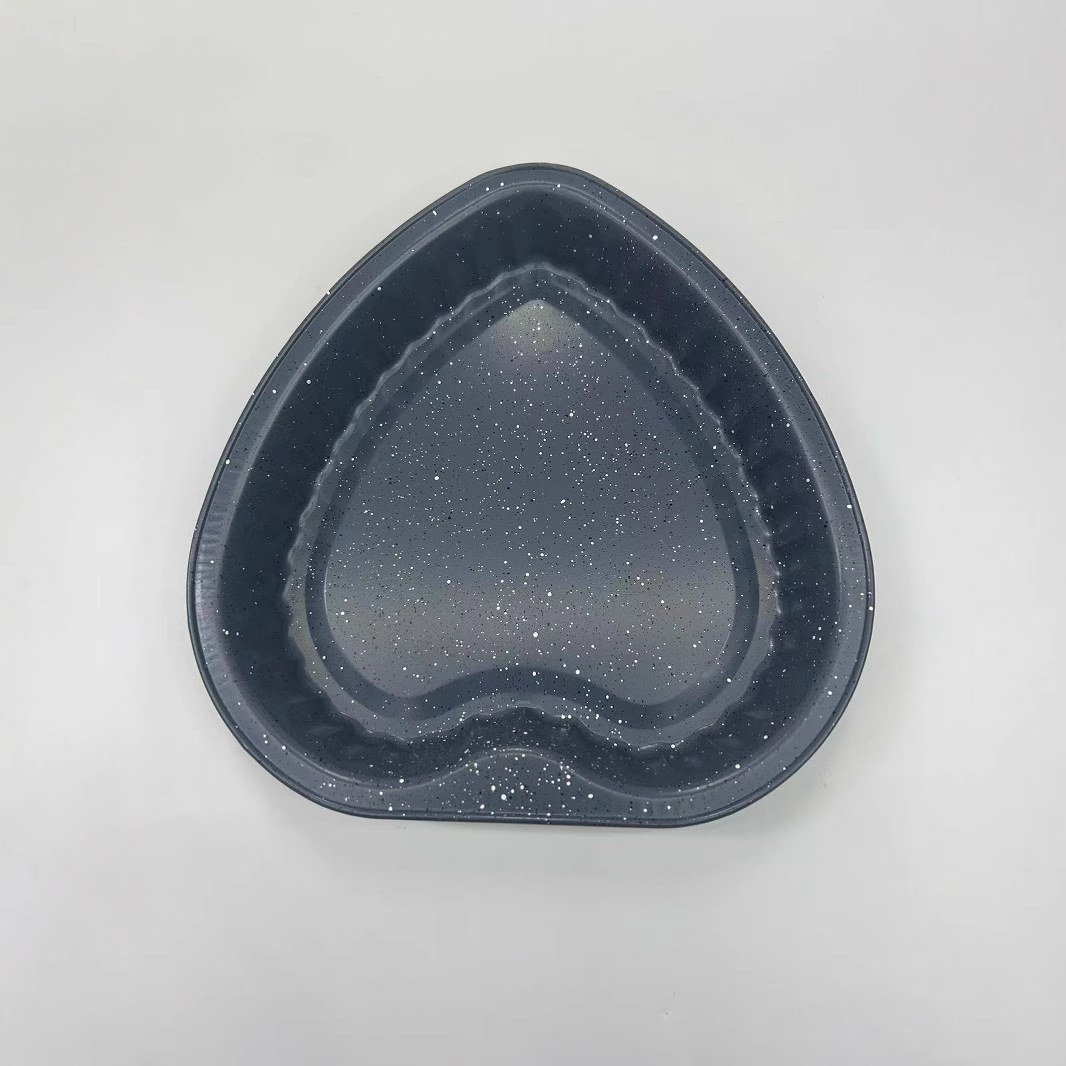 Acero al carbono de suministro directo recubrimiento antiadherente amor placa de horneado molde de encaje en forma de corazón borde curado fondo sólido placa de horneado resistente a alta temperatura image 5