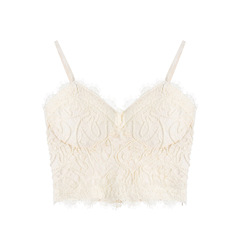 蕾絲小吊帶背心女秋冬西裝貼身短款露臍性感內搭外穿皮草打底上衣