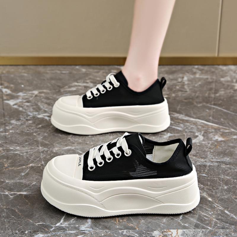 2026 New Style Breathable Mesh Fashion Platform Thick-Soled Sneakers for Petite Women, Breathable Versatile Height-Increasing Shoes for Women