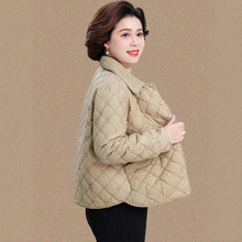 中年妈妈秋冬夹棉外套2025新款贵夫人秋装轻薄棉衣中老年短款棉服
