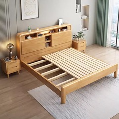 Nordic solid wood bed homestay rental bed 1.2m children's bed 1.8m storage master bedroom double bed factory direct sale