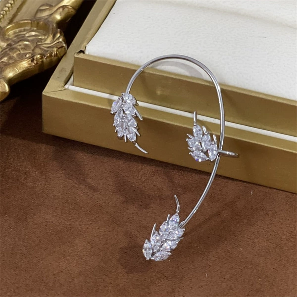 Feather earrings silver left