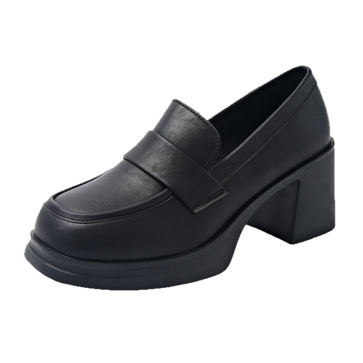 Lente damesschoenen in Britse stijl, van leer, plus size, met dikke zool, stevige hak, retro hoge hakken, loafers_voghion.com