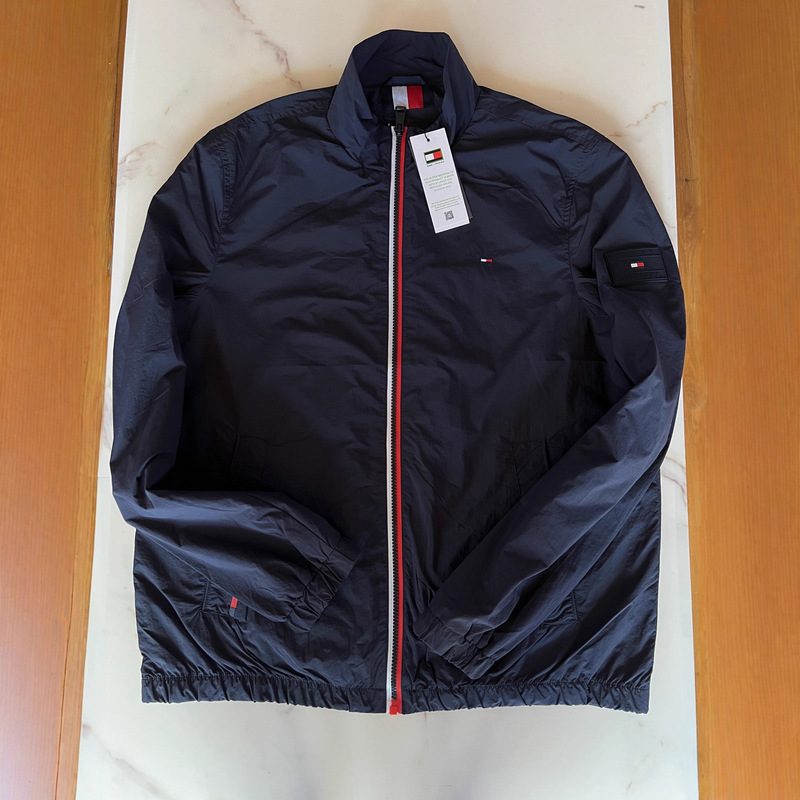 Spot Tommy New Men's Stand Collar Sports Jacket Waterproof Zipper Long-Sleeved Casual Thin Jacket