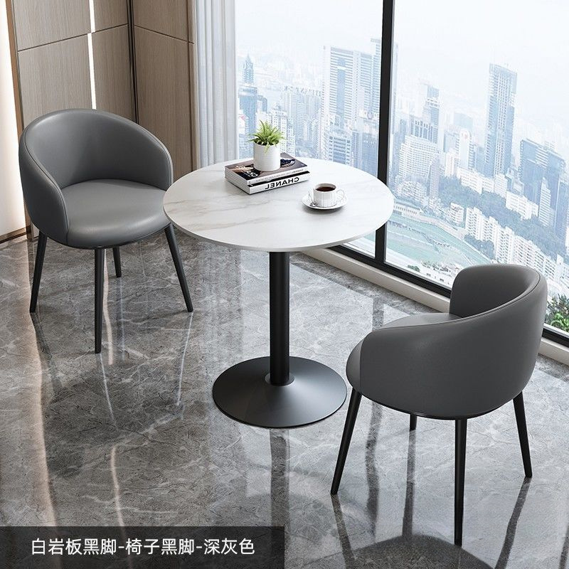 轻奢岩板桌家用休闲桌阳台办公室小圆桌奶茶店桌接待休闲洽谈桌椅|undefined