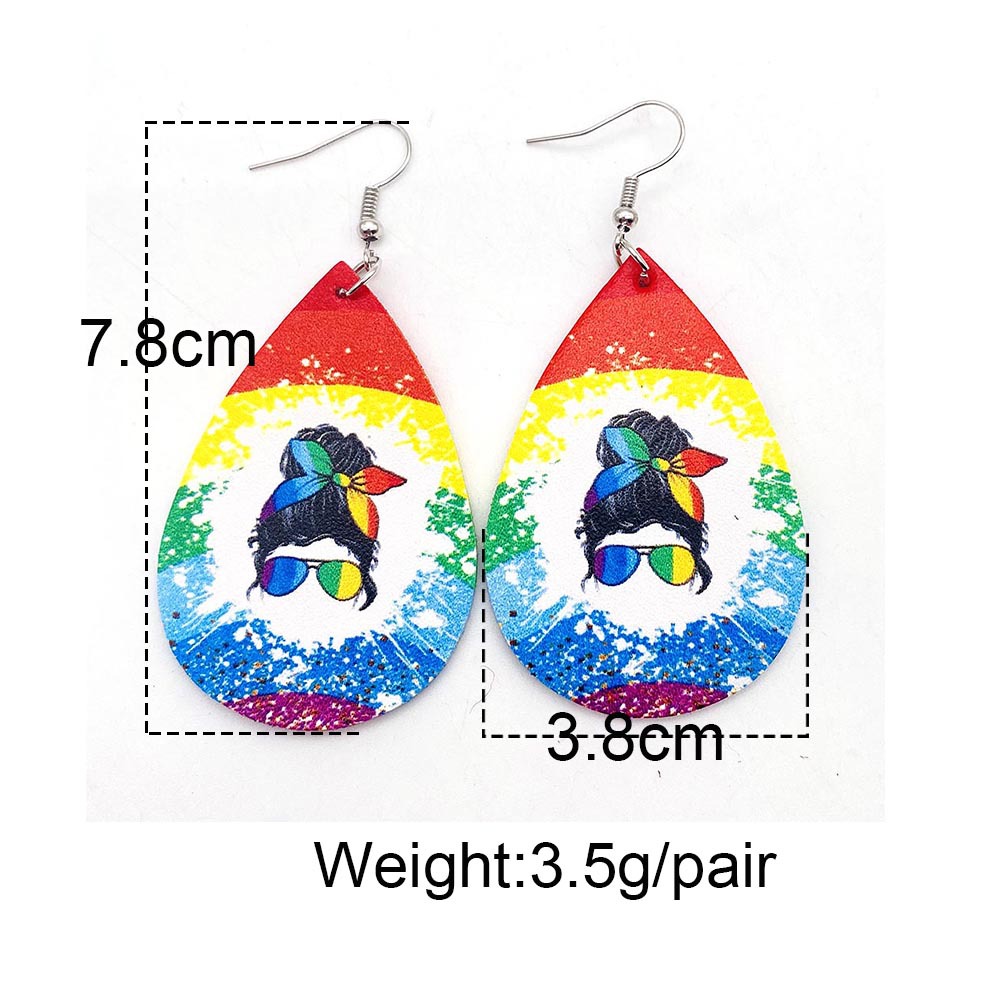 12g Weight Casual Rainbow Water Droplets Heart Shape Wood Women's Drop Earrings