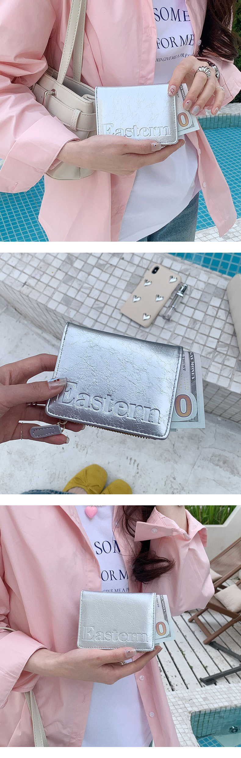 1 Piece Quantity Daily Occasion Women's Vocabulary Words/Name Pu Leather Zipper Small Wallets