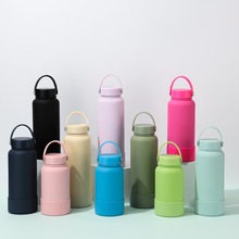 新款大容量手提保温杯304不锈钢便捷太空壶硅胶套户外运动水壶