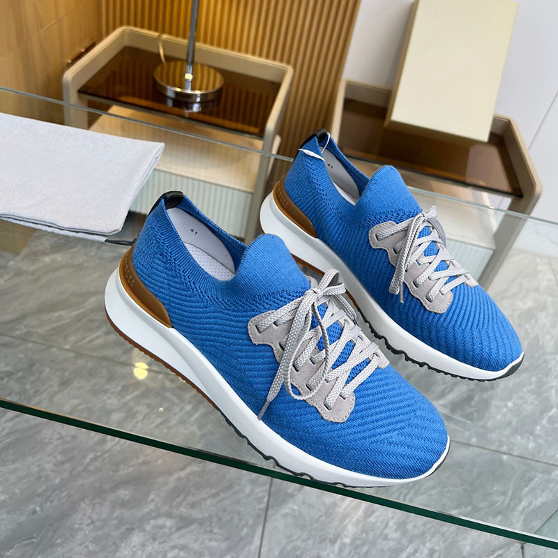 Summer New Bc European and American Trendy Men's Lace-Up Leather Shoes Knitted Breathable Round Toe Color-Blocking Thick-Soled Casual Sports Shoes