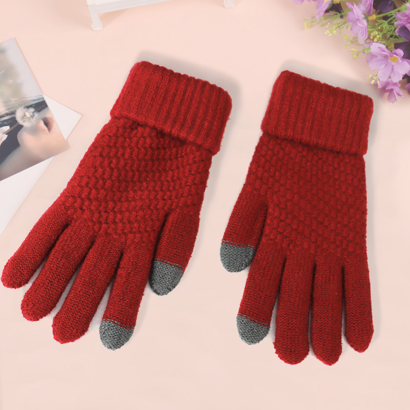 Guantes de pantalla táctil de Cachemira para mujeres otoño e invierno cálido a prueba de frío forro de lana engrosada nuevo sub-Dedo de punto Ciclismo Hombres al por mayor