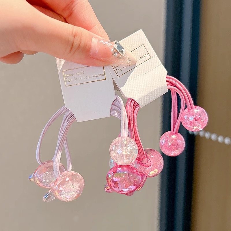 Niños cuerdas de cabello de cola de caballo alta anillo de cabello femenino de alto nivel doble cuerdas de cabello adorable adornamiento de cabello de bebé color conejo banda de goma