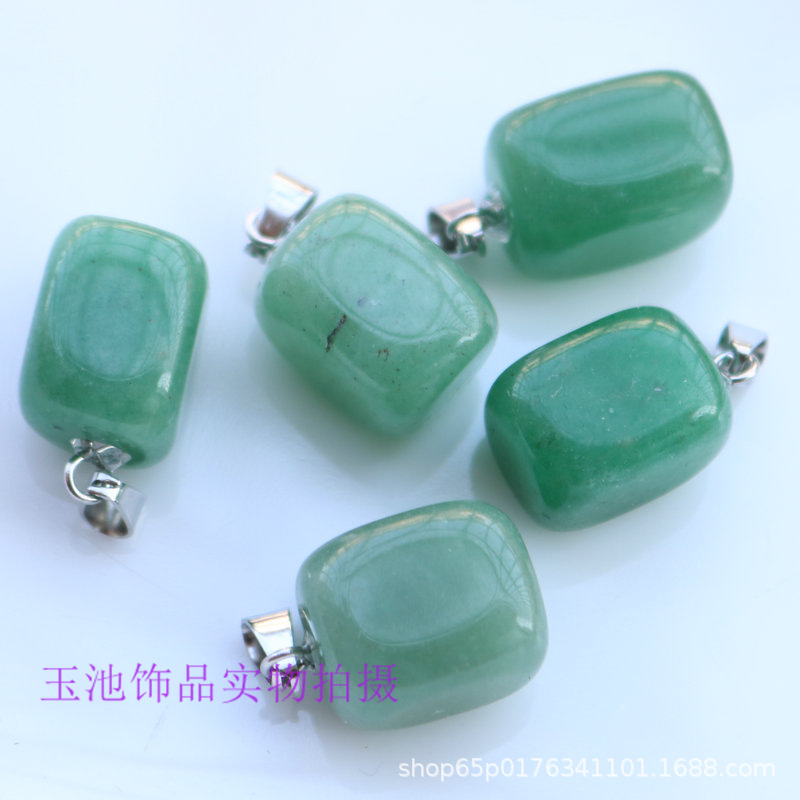 Colgante de cristal natural pequeño cuadrado rosa verde dongling ágata rojo colgante irregular pendientes collar accesorios diy