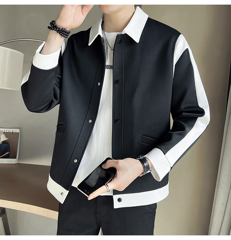 Color Block Blazer For Men Stylish Casual Autumn Jacket_voghion.com