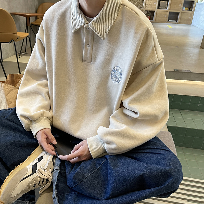 polo领春秋卫衣男ins韩版潮流宽松慵懒风外套春季痞帅百搭上衣服