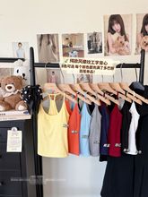 带胸垫工字背吊带背心女辣妹修身外穿纯欲风内搭打底上衣外贸批发