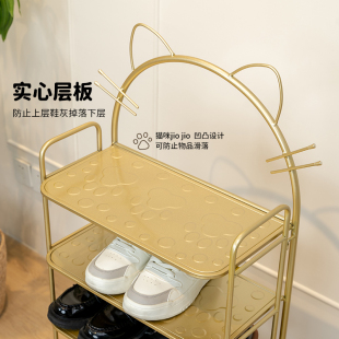 Cream-Style Shoe Rack for Home Entrance, Multi-Layer Simple Narrow Small Slipper Rack, Iron Art Storage Children's Entryway Shoe Cabinet