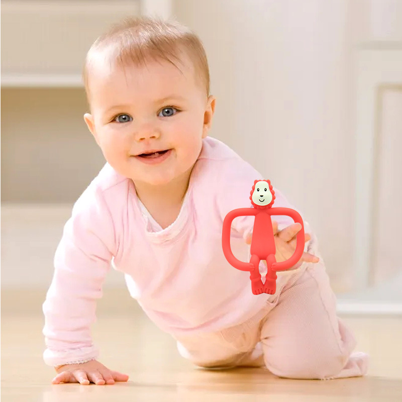 Cross-border hot-selling lion teether infant teething stick baby food grade silicone can be chewed and chewed for fun