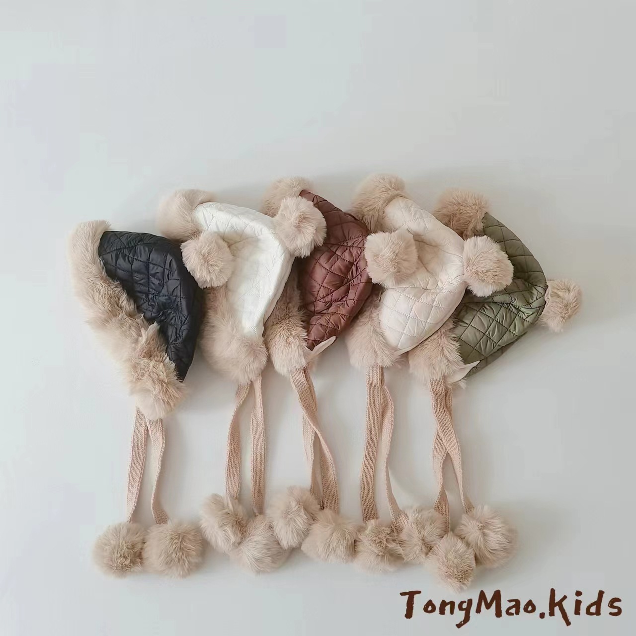 Children's Lei Feng Hat Winter Retro Style Thickened Quilted Ball…