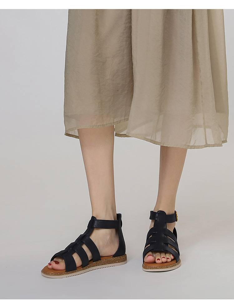 Women's Summer Flat Open-toe Sandals With Buckle And Straps_voghion.com