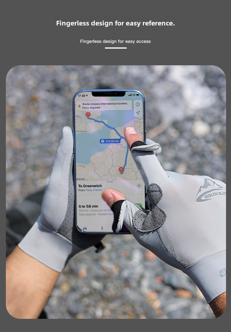 Ice Silk sun protection gloves men's summer UV protection outdoor sports fishing gloves non-slip open finger touch screen XG59_maomaolike.com