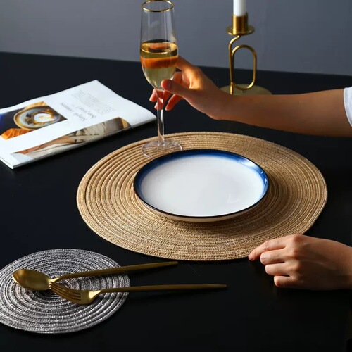 Cross-border simple western food mat, clay pot mat, cup mat, bowl mat, plate mat, circular mat, table mat, Nordic style heat insulation mat, dining table mat 