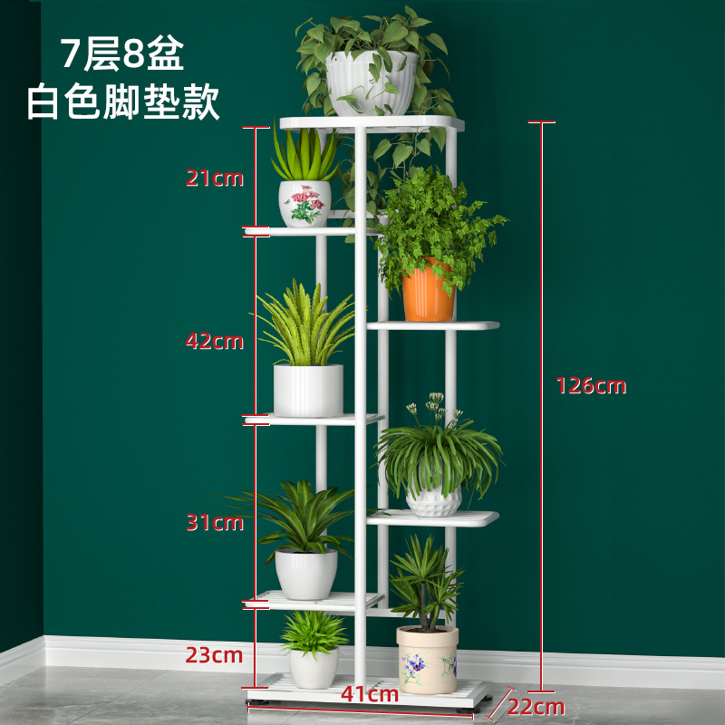 Estantes de flores de hierro en la Sala de estar balcón estantes de flores plegables multifuncionales estantes de macetas de flores de Luo verde estantes de macetas interiores de varias capas image 18
