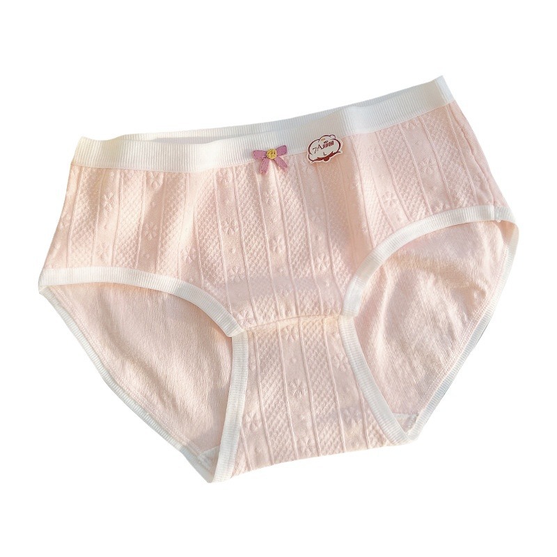 Clase A Bebé Ropa interior de mujer de algodón dulce jacquard 7A entrepierna antibacteriana cómoda cintura media chica envuelta en la cadera calzoncillos de Estudiante