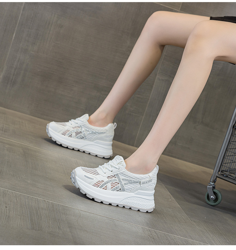 Giày sneaker nữ đế dày phong cách Hàn Quốc, thoáng khí, đế dày 3 cm — Hồng 5092, Trắng 5092 chi tiết 13