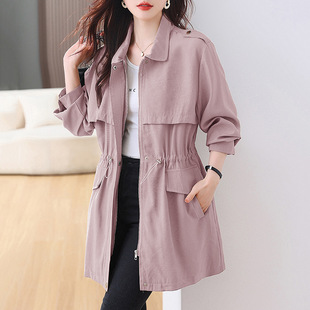 Real shot 2025 spring fashion new casual temperament slim long windbreaker women