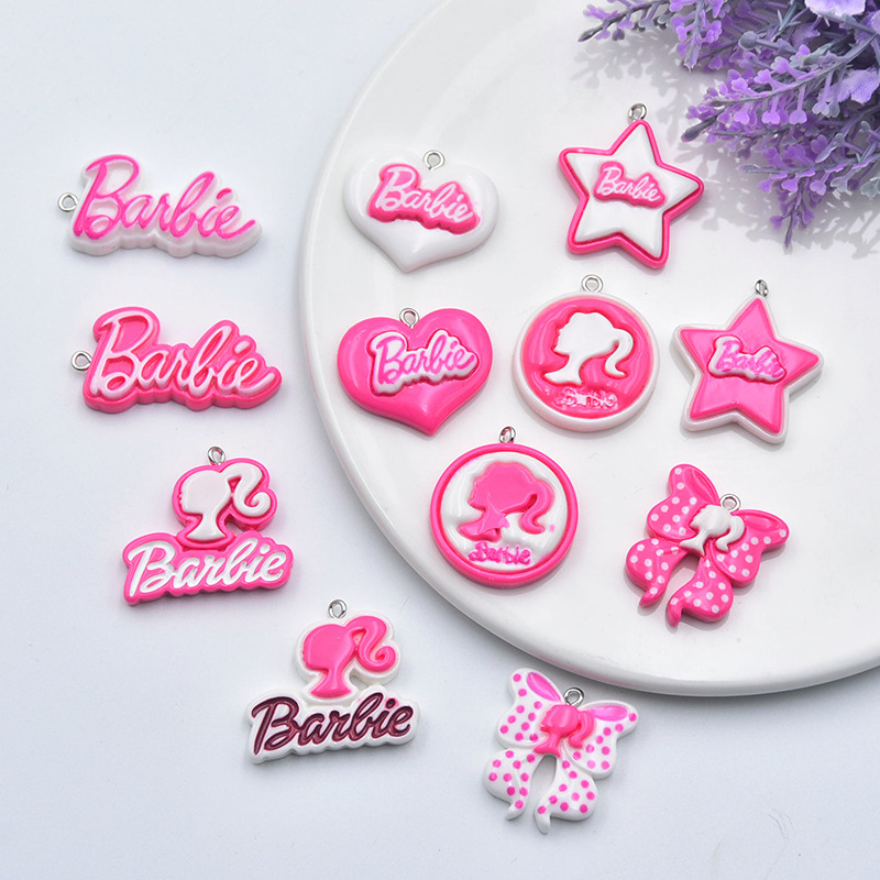 New Barbie series letter card DIY accessories love bow round card head like earrings luggage key pendant