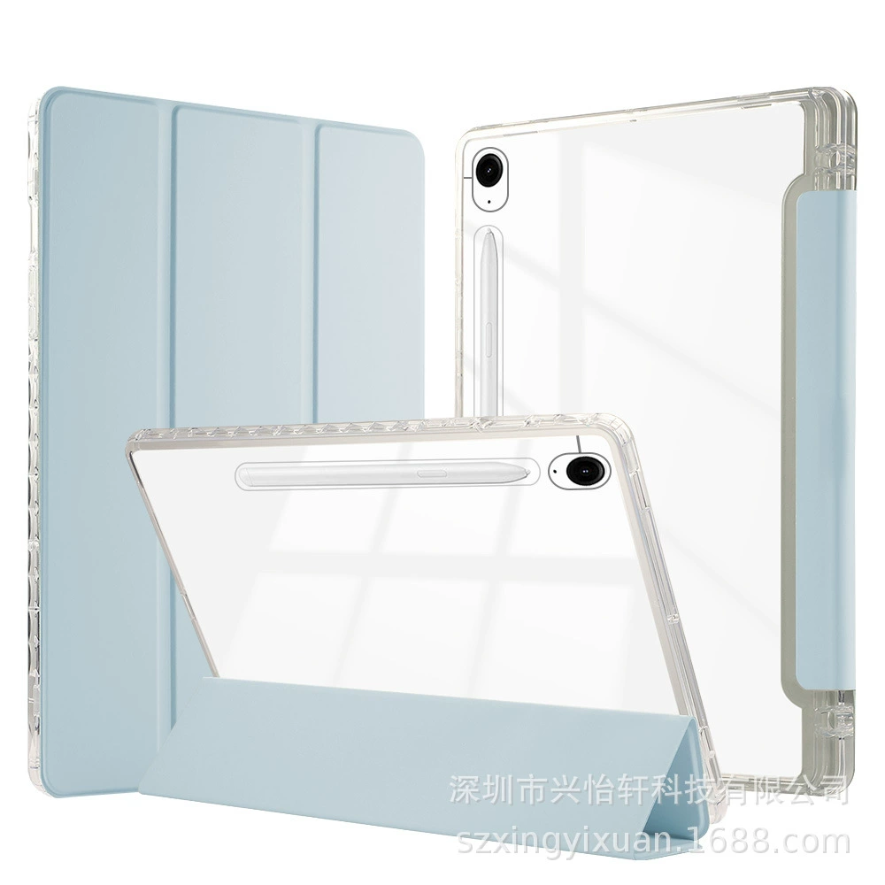 Protective Case (Samsung) Galaxy Tab S10 FE+ 13.1, transparent acrylic tri-fold stand with pen slot