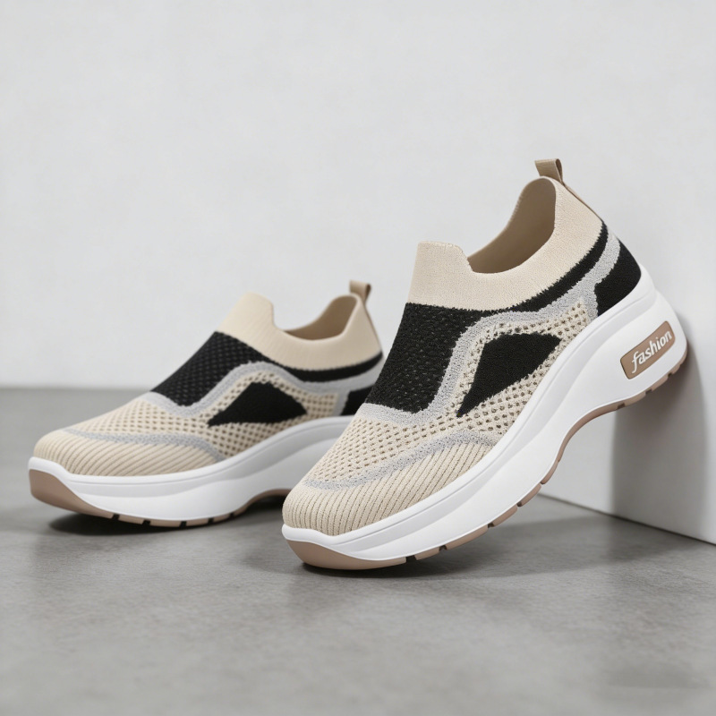 Foreign Trade Women's Shoes 2026 Spring and Autumn New Casual Sports Shoes with Hidden Height Increase, Breathable, Thick-Soled, Dirt-Resistant High Heels