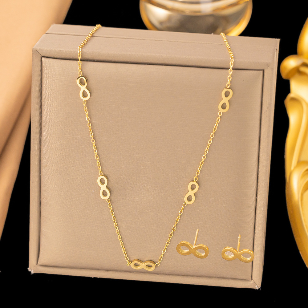 Juego de joyería de acero de titanio 2023 – collar, aretes, de alta gama, venta al por mayor