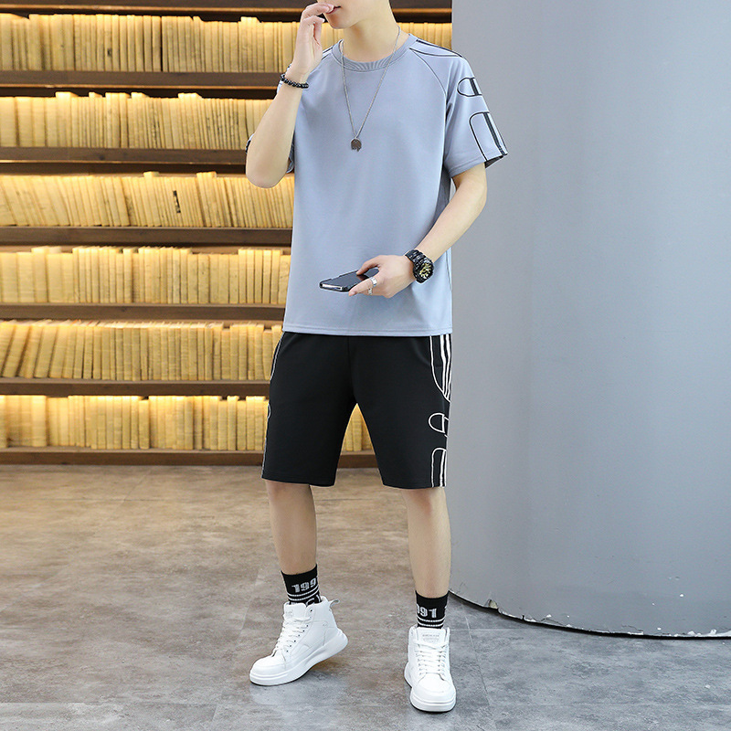 Camiseta deportiva de moda masculina de escuela secundaria camiseta de mangas cortas para niños de escuela secundaria junior ropa adolescente de verano dos piezas