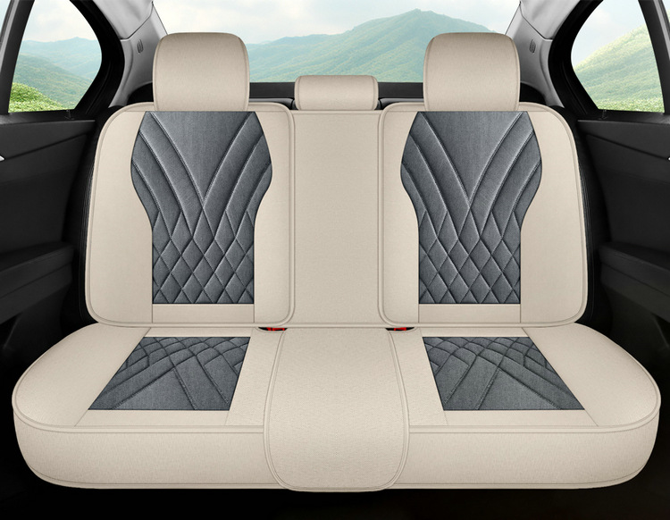 New Car Seat Cushion for All Seasons, Cartoon Cute Seat Cushion, All-Inclusive Linen Seat Cover, Female Seat Cover, Summer Car Cushion