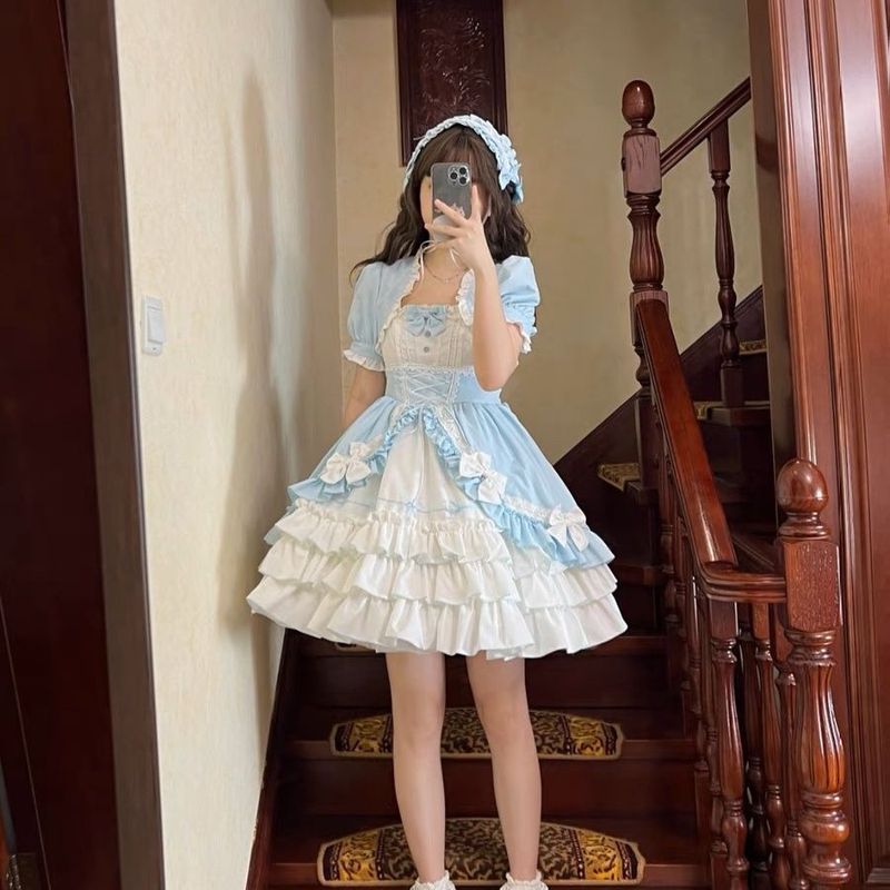 在庫あり ショート/ロング プリンセスドレス ミニマフィン ロリータ ドッグ ショート ホットガール JSK ドレス ロリータ チョッキ|undefined