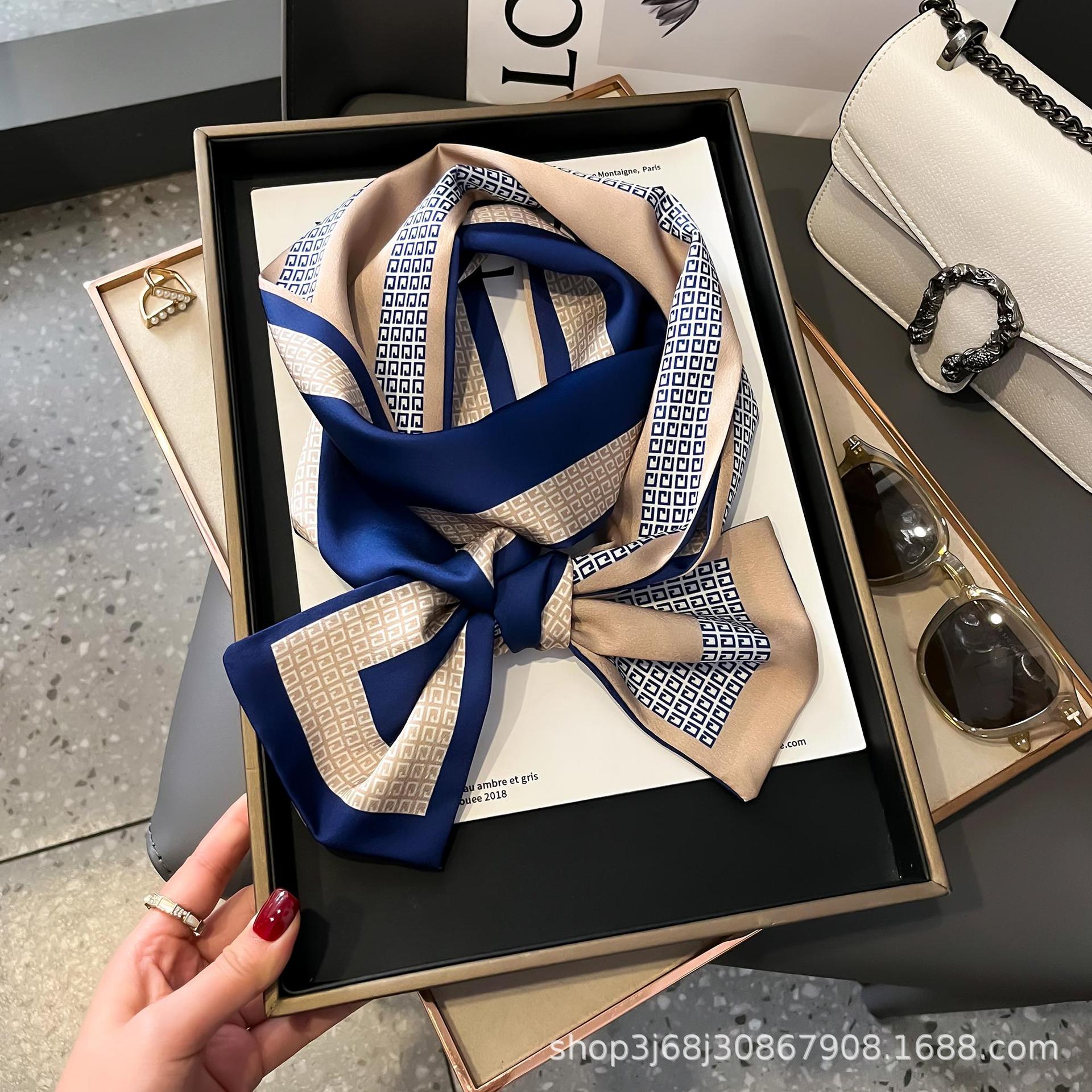 Nuevo bufandas de seda de impresión delgada y larga para mujeres nuevas bandas de moda de decoración profesional bufandas