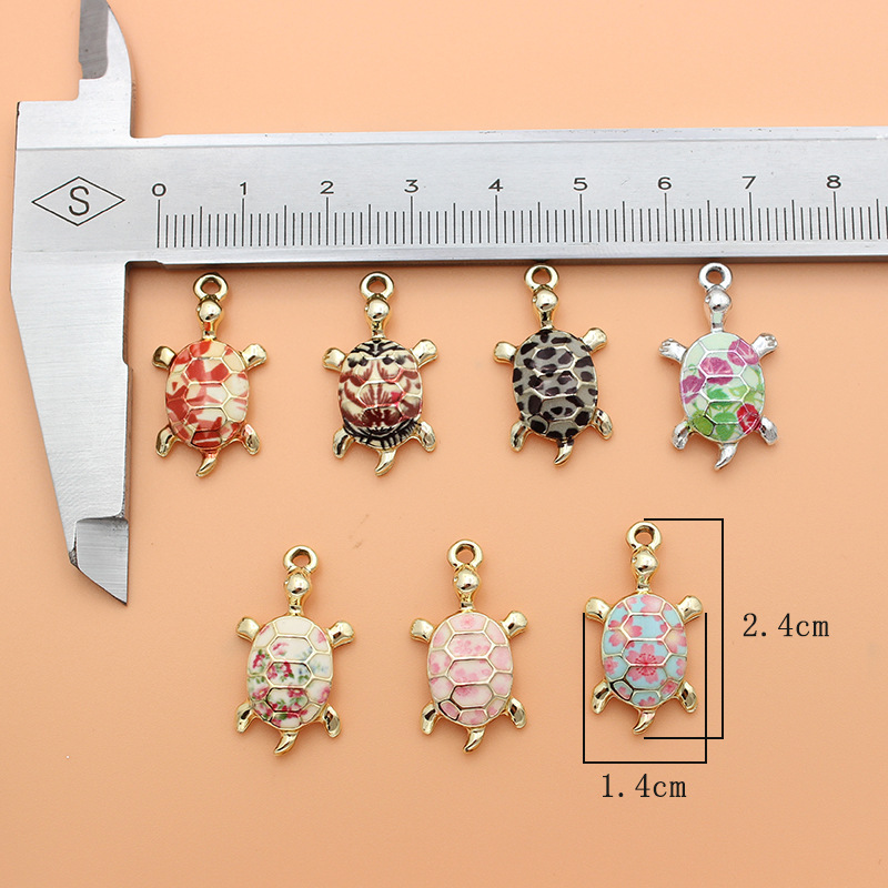 30g Weight Pendant Jewelry Making Type 10 PCS/Package 1.4*2.4cm Alloy Tortoise Cartoon Pendant DIY Jewelry Accessories Earrings Keychain