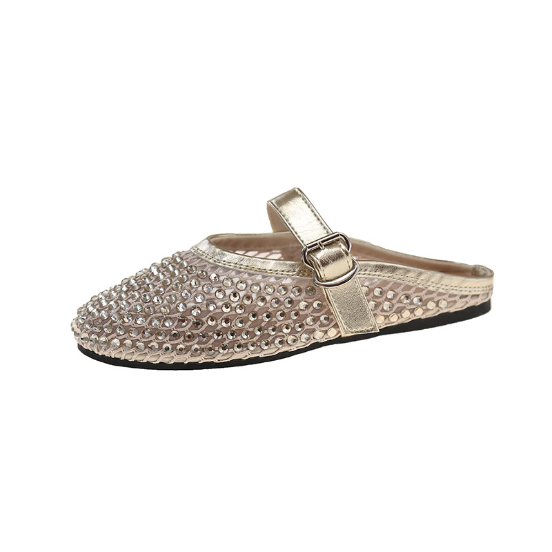 [Chao Bounan] Galaxy tejido a mano ● Reducción de edad, diamantes brillantes, arrastre de Baotou, nuevas zapatillas de hadas transpirables de malla de verano para mujer