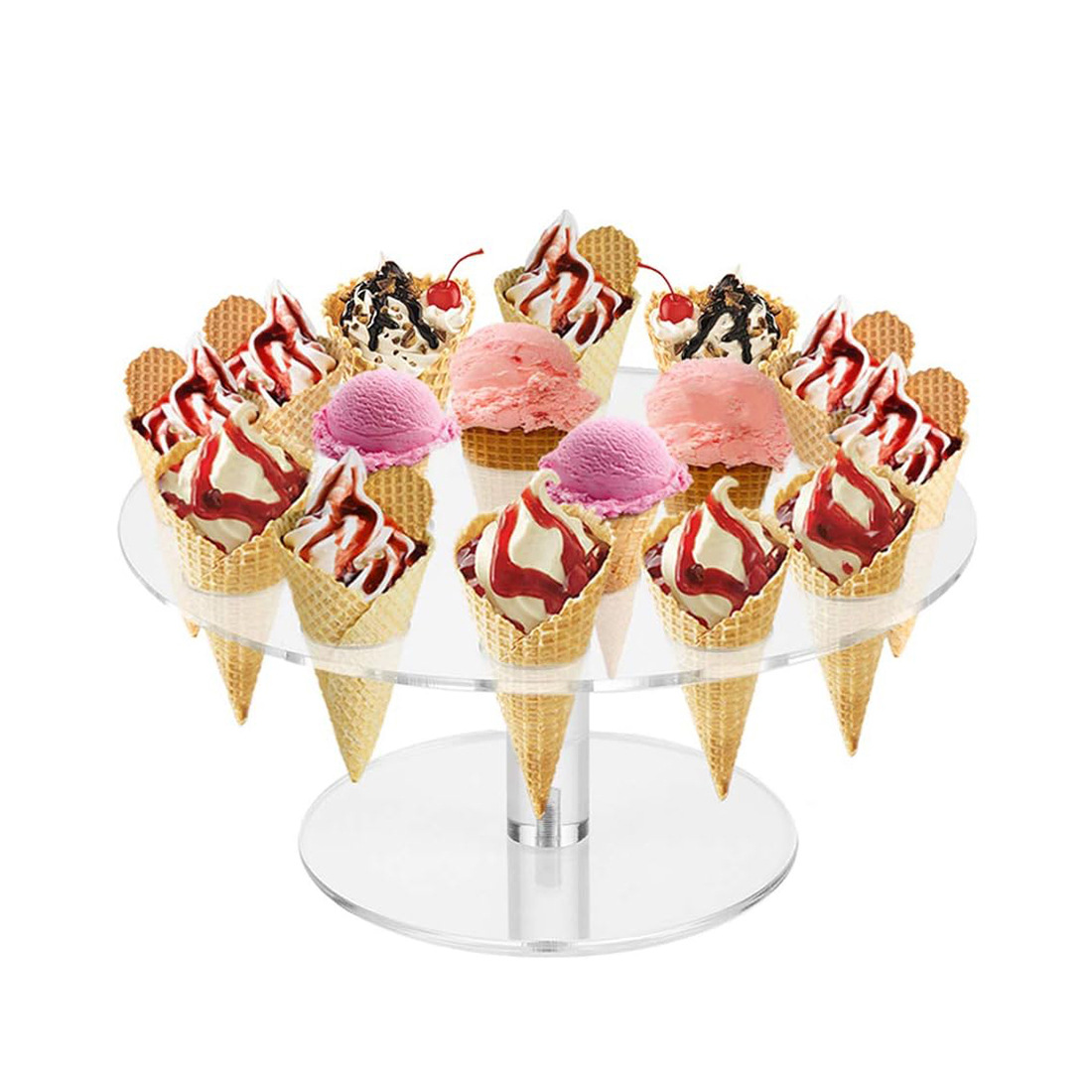 16孔亚克力空白透明冰淇淋展示架爆米花脆皮筒支架蛋筒架雪糕支架