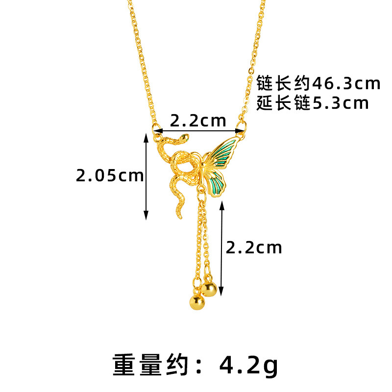 Gufa Sha Gold Zodiac Serpente Personalidad Joyas Collar pendientes de orejas Anillo de la mujer doblado Año de la Serpente Accesorios versátiles