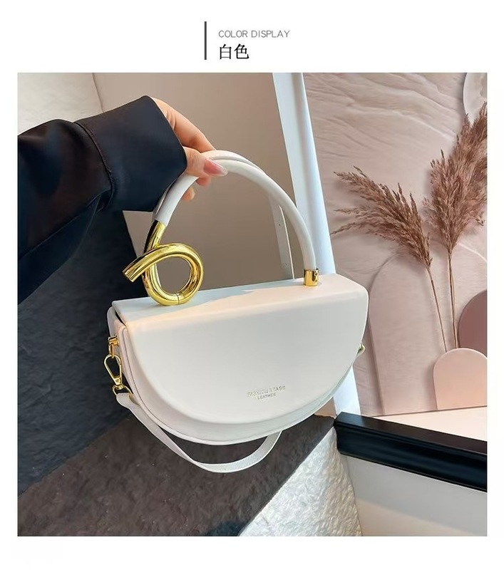 跨境高级感小众手提盒子包新款时尚复古马鞍包简约百搭单肩斜挎包|undefined